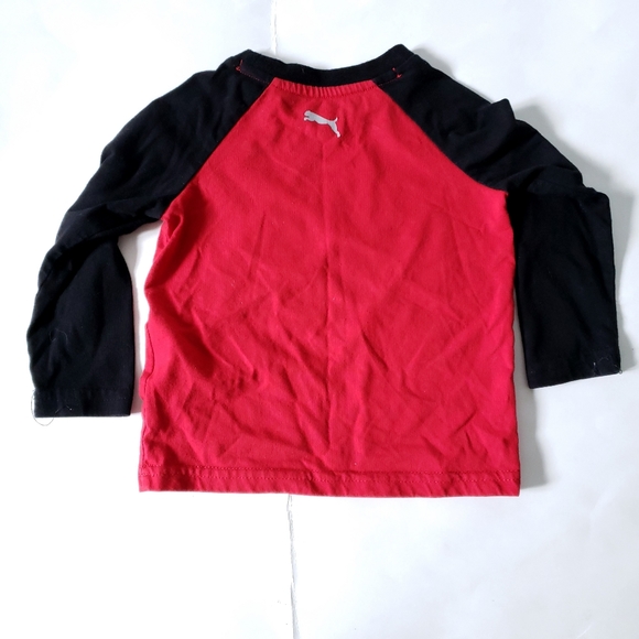 PUMA Baseball Tee Raglan Sleeves Black Red - Picture 2 of 4